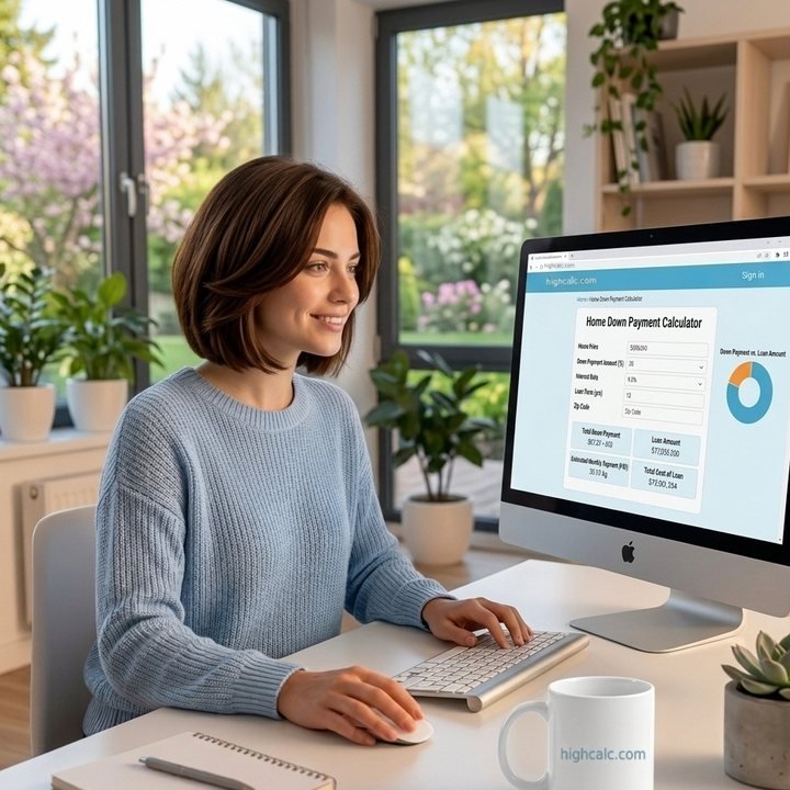 Down Payment Calculator — Free Home Down Payment, PMI and Monthly Payment Calculator on HighCalc