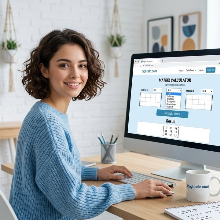Matrix Calculator - add, multiply, invert and find determinants of matrices online on HighCalc