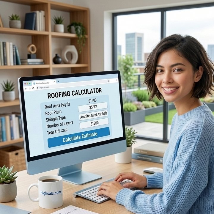 Roofing Calculator — free roof area and shingle cost calculator on HighCalc